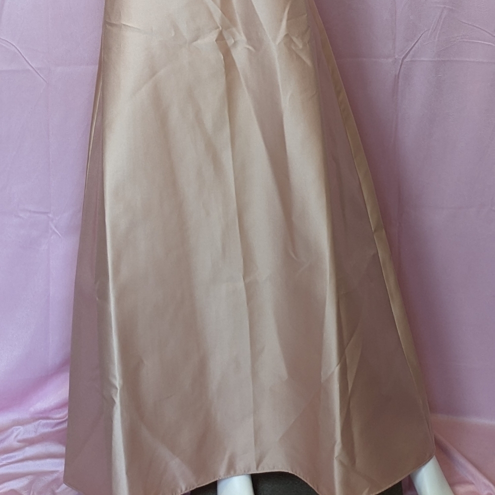 Alfred Sung Sateen Twill Sleeveless Bridesmaid Dress with Pockets Toasted Sugar - Picture 3 of 11